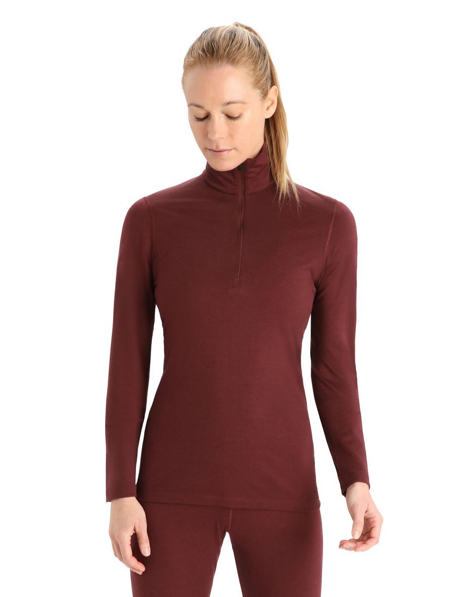 Icebreaker Merino 200 Oasis Long Sleeve Half Zip Thermal Top Naisten Base Layers Punainen | FI 1902QMAZ